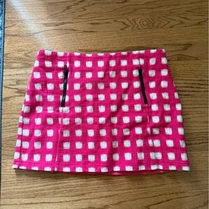 Topshop Fuchsia and Cream Checkered A-Line Skirt